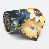 Cravate Ties Fleuris Jaune Tournesols Bleu Marine (Roulé)