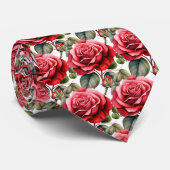 Cravate Ties Fleurs Roses Rouges (Fait partie d'un ensembl (Roulé)