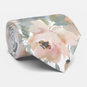 Cravate Ties Floraux Roses Bleu Poussiéreux Rose Clair (Roulé)