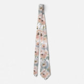 Cravate Ties Floraux Roses Bleu Poussiéreux Rose Clair (Dos)