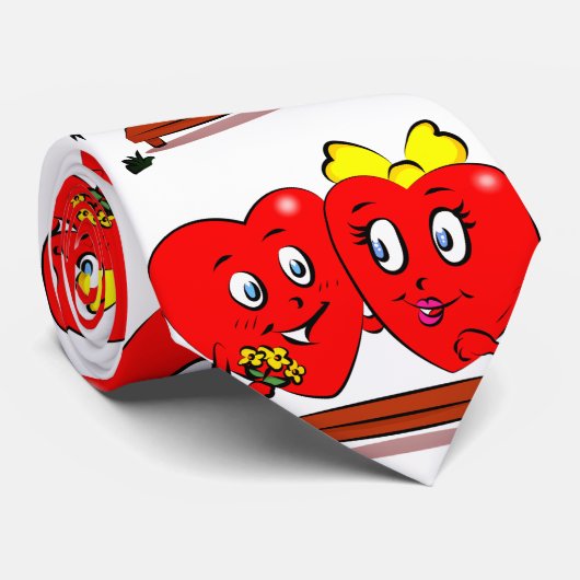 Cravate Ties pour hommes conçus avec des coeurs rouges (Roulé)