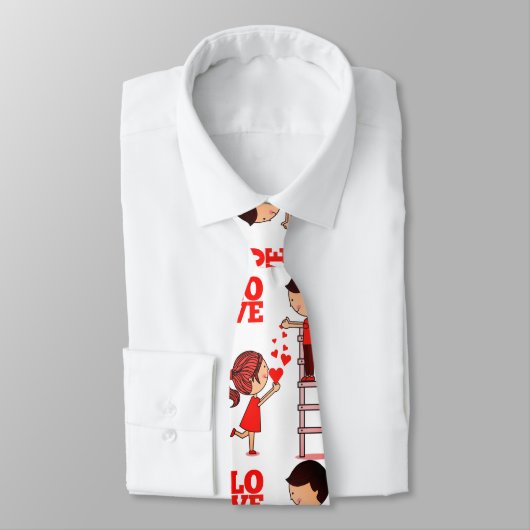 Cravate Ties pour hommes conçus couple coeurs rouges (Attaché)