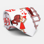 Cravate Ties pour hommes conçus couple coeurs rouges (Roulé)