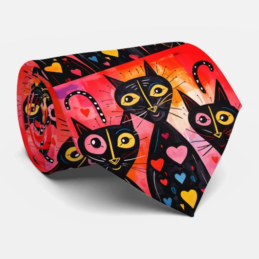 Cravate Ties pour hommes de créateurs catégorie coeurs rou (Roulé)