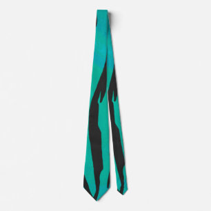 Cravate Tiger noir et Turquoise