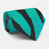 Cravate Tiger noir et Turquoise (Roulé)