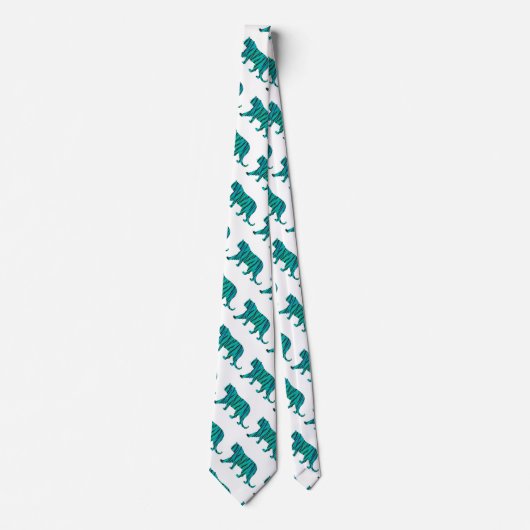 Cravate Tiger noir et Turquoise (Devant)