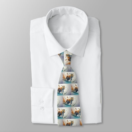 Cravate Tigre avec papillons (Attaché)