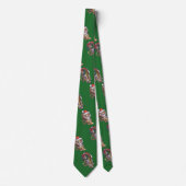 Cravate Tigre mignon à Santa Chapeau en vert (Devant)