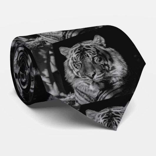 Cravate Tigre noir et blanc (Roulé)