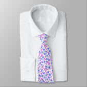 Cravate Tiny cute white blue pink floral pattern (Attaché)