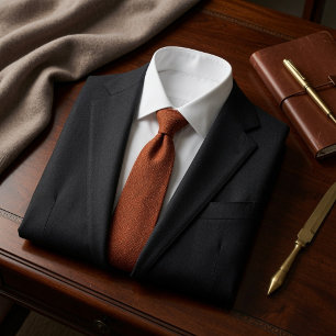 Cravate Tissu de tweed à œil d'oiseau orange rouille d'anc