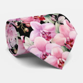 Cravate Tissu pour col de fleurs d'orchidée rose (Roulé)