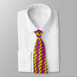Cravate Tissu rond jaune et rose