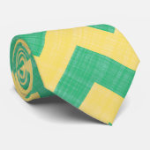 Cravate Tissu vert et jaune Zigzag Chevron Motif. Chic (Roulé)