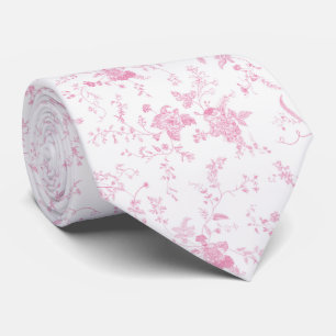 Cravate Toile Chinoiserie Vintage Fleur Rose