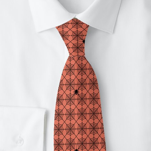 Cravate Toile d'araignée orange Halloween