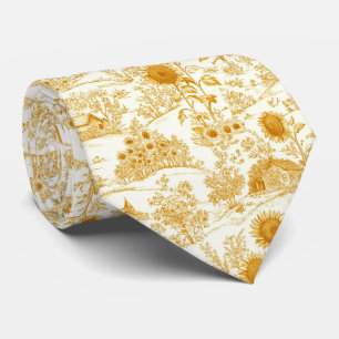 Cravate Toile de campagne Tournesol Vintage Jaune