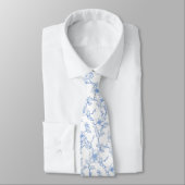Cravate Toile de Jouy bleue florale (Attaché)