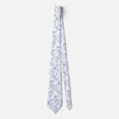 Cravate Toile de Jouy bleue florale (Devant)