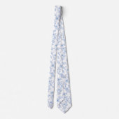 Cravate Toile de Jouy bleue florale (Dos)