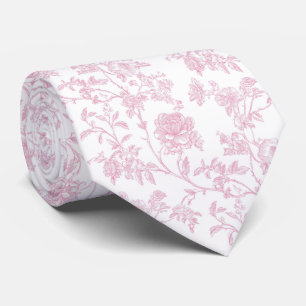 Cravate Toile de Jouy rose florale