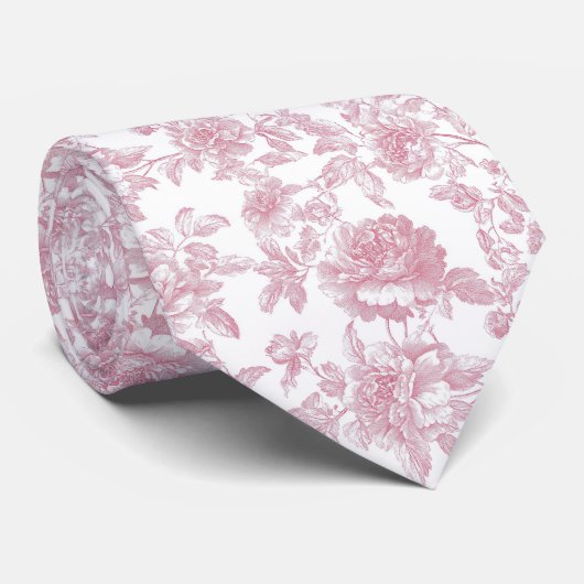 Cravate Toile fleurie rose (Roulé)