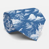 Cravate Toile marine bleue de Jouy (Roulé)