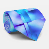 Cravate Tons de bleu dans les rectangles ou les formes car (Roulé)