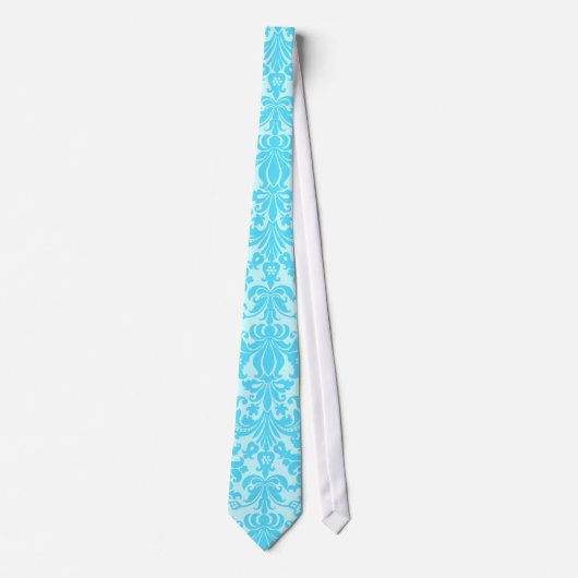 Cravate Tons De Bleu Floral Damas Motif (Devant)