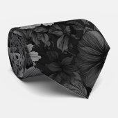 Cravate Tons de gris floral (Roulé)