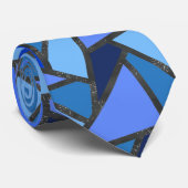 Cravate Tons de motif en vitrail bleu (Roulé)