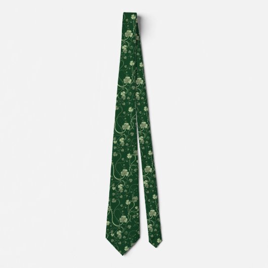 Cravate Tons de Motif Shamrock vert (Devant)