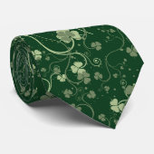 Cravate Tons de Motif Shamrock vert (Roulé)