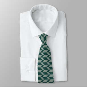 Cravate Tons Gras Deux Tons Flèche Chevron Gris Vert