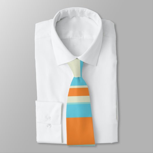 Cravate Tons horizontaux en bleu doux et orange (Attaché)