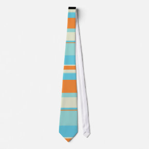 Cravate Tons horizontaux en bleu doux et orange