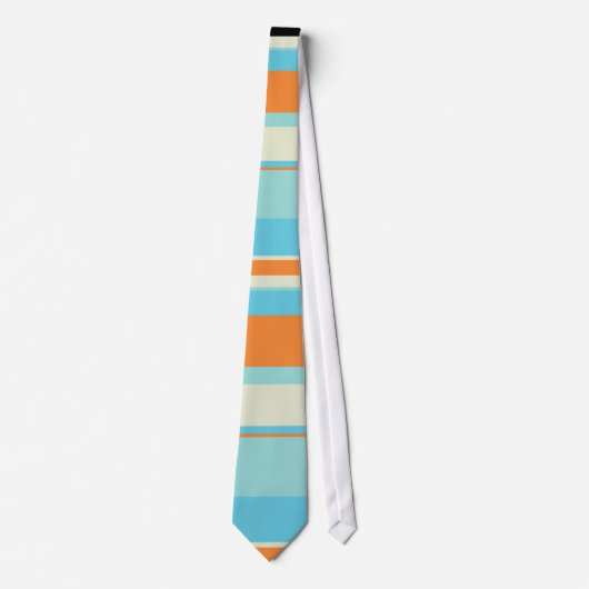 Cravate Tons horizontaux en bleu doux et orange (Devant)