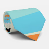 Cravate Tons horizontaux en bleu doux et orange (Roulé)