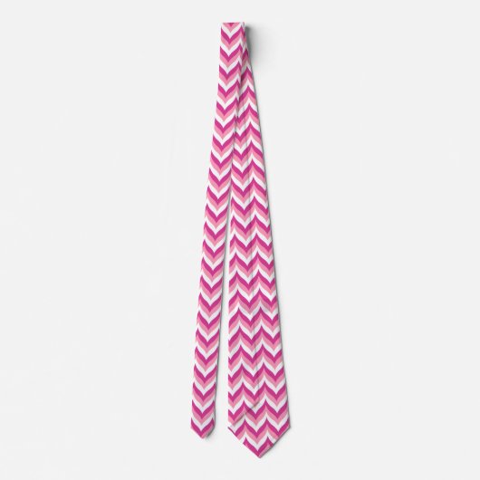 Cravate Tons Rose Et Blanc Zigzag Chevron Motif (Dos)