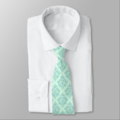 Cravate Tons vert Mint Damask Motif géométrique (Attaché)
