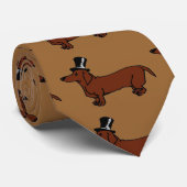 Cravate Top Hat Brown Dachshund (Roulé)