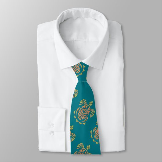 Cravate Tortue polynésienne Mango et Lime (Attaché)