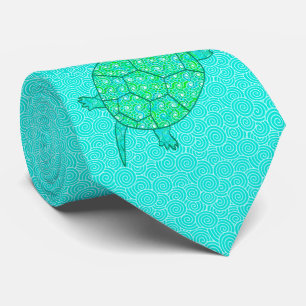 Cravate Tortue tourbée arabesque - nuances de vert