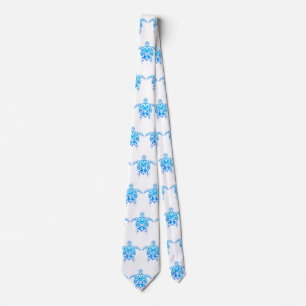 Cravate Tortue tribale bleue fraîche