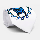 Cravate Tortue tribale bleue Sun (Roulé)