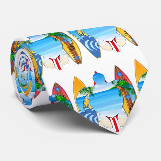 Cravate Tortues de mer et planches de surf (Roulé)