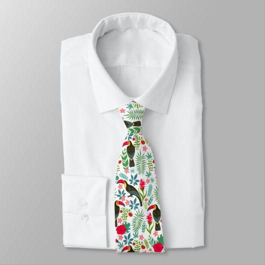 Cravate Toscanes et fleurs tropicales colorées motif (Attaché)