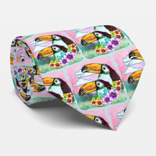 Cravate Toucans Tropicaux (Roulé)