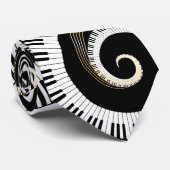 Cravate Touches de piano et notes de musique d'or (Roulé)